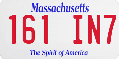 MA license plate 161IN7