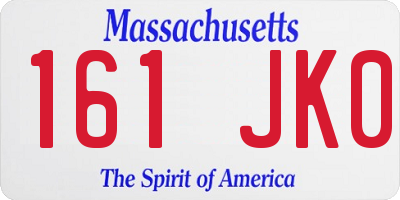 MA license plate 161JK0