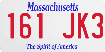 MA license plate 161JK3
