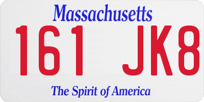 MA license plate 161JK8