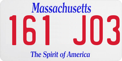 MA license plate 161JO3