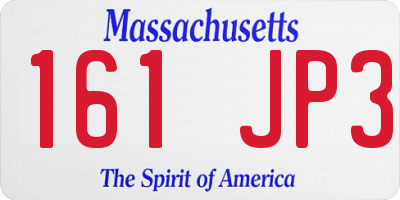 MA license plate 161JP3