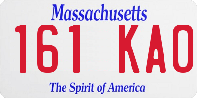 MA license plate 161KA0