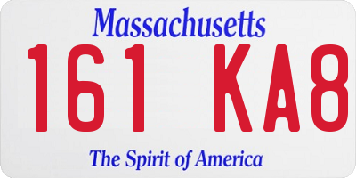 MA license plate 161KA8