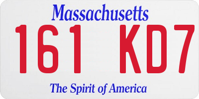 MA license plate 161KD7