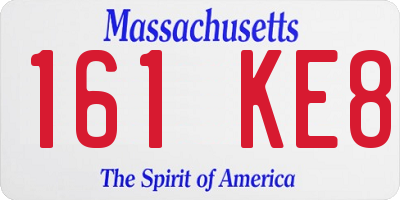 MA license plate 161KE8
