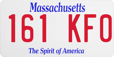 MA license plate 161KF0