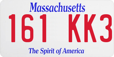 MA license plate 161KK3