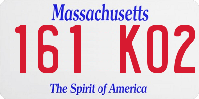MA license plate 161KO2