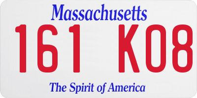 MA license plate 161KO8