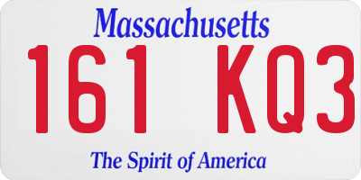 MA license plate 161KQ3