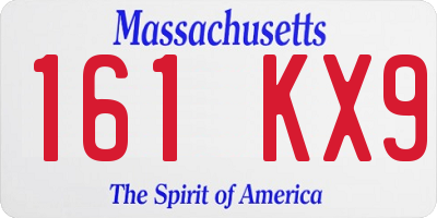 MA license plate 161KX9