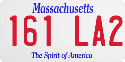 MA license plate 161LA2