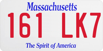 MA license plate 161LK7