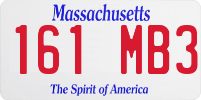 MA license plate 161MB3