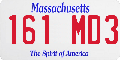 MA license plate 161MD3
