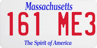 MA license plate 161ME3