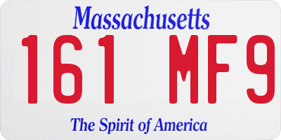 MA license plate 161MF9