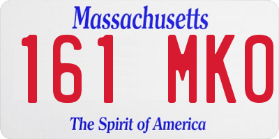 MA license plate 161MK0