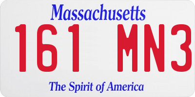 MA license plate 161MN3