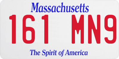 MA license plate 161MN9
