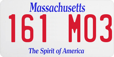MA license plate 161MO3