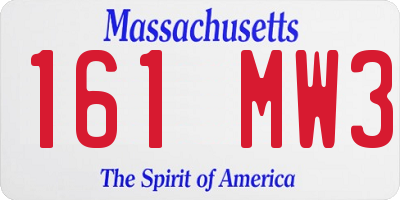 MA license plate 161MW3