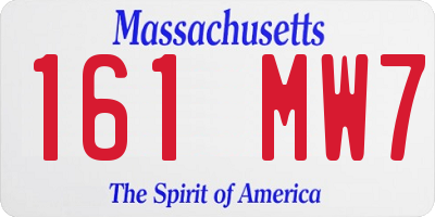 MA license plate 161MW7