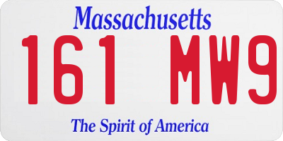 MA license plate 161MW9