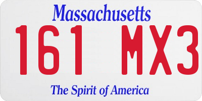 MA license plate 161MX3