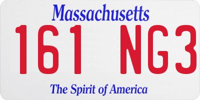 MA license plate 161NG3