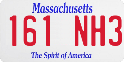 MA license plate 161NH3