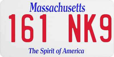 MA license plate 161NK9