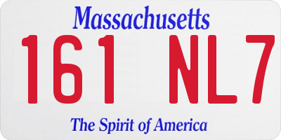 MA license plate 161NL7