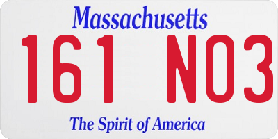 MA license plate 161NO3