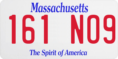 MA license plate 161NO9