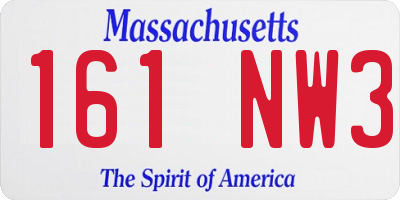 MA license plate 161NW3