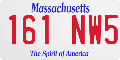 MA license plate 161NW5