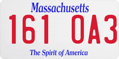 MA license plate 161OA3
