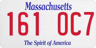 MA license plate 161OC7