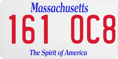 MA license plate 161OC8