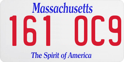 MA license plate 161OC9