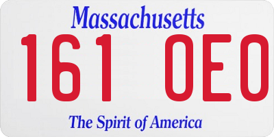 MA license plate 161OE0