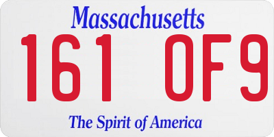 MA license plate 161OF9