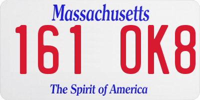 MA license plate 161OK8