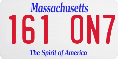 MA license plate 161ON7