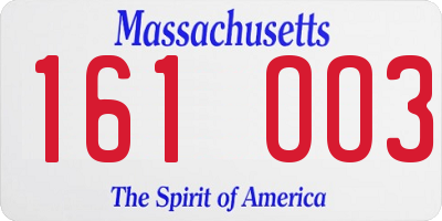 MA license plate 161OO3