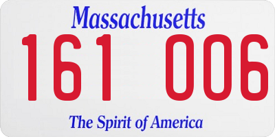 MA license plate 161OO6