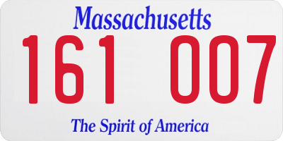 MA license plate 161OO7