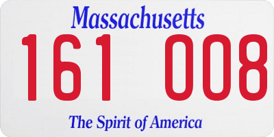 MA license plate 161OO8